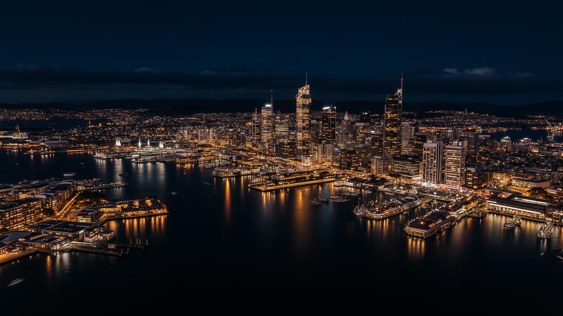 Auckland Harbour at night